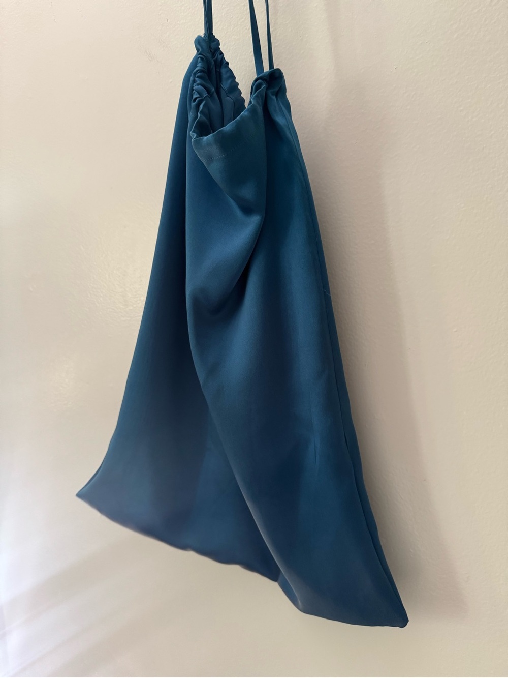 Teal Silk Drawstring Tie Tote or Lingerie Bag. - Picture 3 of 4